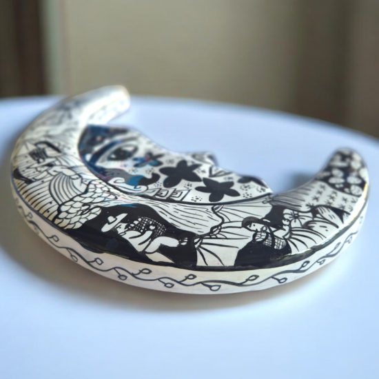 Luna artesanal única con danzantes jarochos - Decoración cultural mexicana