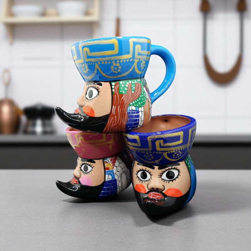 Tazas artesanales chinelos pintadas a mano - detalles de arte popular mexicano