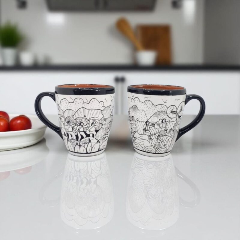 Mexican artisan clay mugs painted by hand – unique wholesale pieces.