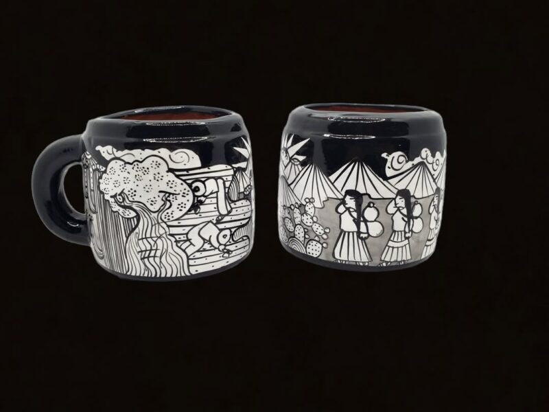 Taza de barro para cafeterías con diseño de calavera del Día de Muertos