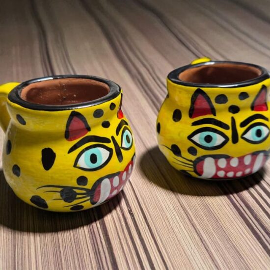 Tequileros de barro tecuanes pintados a mano - Artesanias Xalitla