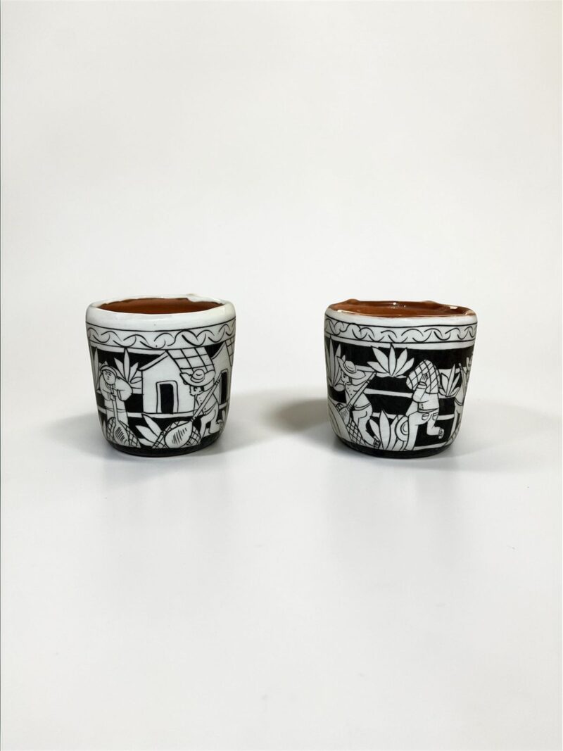 Tequileros de barro pintados a mano mayoreo